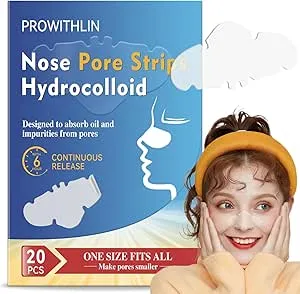 20 Pcs Pore Strips - Hydrocolloid Pore Strips to Absorbs Oil, Unclog and Shrink Pores, Effective Acne and Blackhead Remover for All Skin Types
