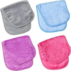 4 PCS Remover Cloths, Flannel Face Cloth for Sensitive Skin, Reusable Soft Facial Cloths for Beauty Routine, All Skin Types Make Up Removing