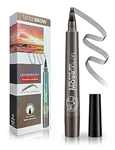 4 Point Eyebrow Pencil Grayish Brown Waterproof Tint Microblading Pen Makeup Creates Natural Looking Brows and Stays on 24H