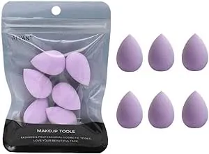 6PCS Purple Mini Makeup Sponge,Small Beauty Sponge Blender Set,Professional Makeup Sponge,for Foundation,Powder,Concealer Highlight,and Eye Shadow Make-up Brushes and Tools
