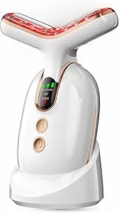 AOJIU Face Massager for Anti-Aging, Skin Care Beauty Tool with Microcurrent, Double Chin Vibration Device, 4 in 1 Facial MassagerLight Therapy for Lifting, Smoothing, White