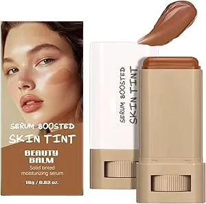 Beauty Balm Serum & Skin Tint Balm Stick, Multi-Use Tinted Moisturizer with Hyaluronic Acid & Vitamin E, Protable Makeup Stick for Contour, Foundation & Natural Finish, Clean Beauty (#3, 20g)