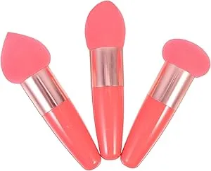 CANIGHT 3pcs Makeup Brush Pens Small Mushroom Beauty Tools Heart Shaped Puff Portable Smooth Makeup Accessories for Foundation Concealer