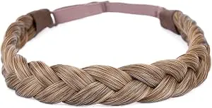 DIGUAN Synthetic Hair Braided Headband Classic Chunky Wide Plaited Braids Elastic Stretch Hairpiece Women Girl Beauty accessory, 55g aHairBeauty (#Dark Blonde)