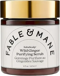 Fable & Mane SahaScalp Wild Ginger Purifying Scrub, For a Flaky, Itchy or Dry Scalp. Gentle Exfoliating Cleansing Detox Treatment (237ml)