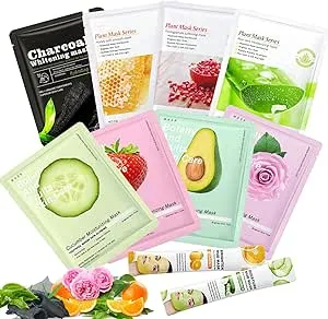 Face Masks Skincare (Pack of 8+2), Face Masks Beauty, Collagen Firming Facial Sheet Mask Hydrating, Moisturizing, Soothing, Clean Face Mask, Gifts for Women, Men, Daily Skincare for All Skin Types