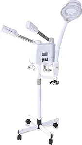 Face Steamer Facial, 3 in 1 Professional Facial Steamer, Face Steamer with Magnifying Lamp Double Tube Spray Facial Ozone Humidifier Steamer for Beauty Salon, Spa