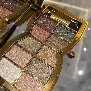 Glitter Eyeshadow Palette Makeup Set,10 Colors Shimmer Eyeshadow Palette Gold Eyeshadow Highly Pigmented Long Lasting Waterproof Sweatproof Professional Nude Eyeshadow