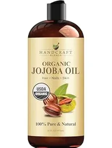 Handcraft Blends USDA Organic Jojoba Oil - Cold-Pressed 16 Fl Oz - 100% Pure and Natural - Premium Grade Carrier Oil for Skin and Hair - Hair and Body - Massage - Hexane-Free