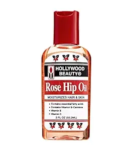 Hollywood Beauty Rose Hip Hair & Skin Oil, 2oz Bottle, A Perfect Moisturizer for Hair and Skin, Contains Essential Fatty Acids, Plus Vitamin-B Carotene, Vitamin E Vitamin C