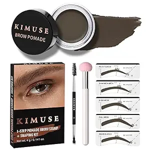 KIMUSE Eyebrow Stamp Stencil Kit, Brow Gel with Eyebrow Stencils & Eyebrow Brush, Long Lasting, Waterproof,Buildable Eyebrow Pomade Makeup