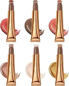 Liquid Contours Wand | Cream Blush Beauty Wand, Cream Concealer Contouring With Cushion Applicator, Liquid Highlighter Bronzer Stick Blendable Body Face Contouring Natural Super Silky Blush Stick