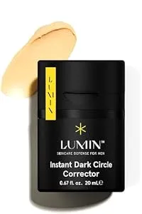 Lumin Instant Dark Circle Corrector for Men (Not A Concealer), Reduce The Look of Dark Circles, Puffiness, Under Eye Men Makeup, Color Correcting Eye Cream, Perfect for Light Skin tones, 20mL