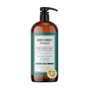 Men's 3-in-1 Wash, Moisturizing Shampoo, Conditioner, and Body Wash for Men, Suitable for All Skin and Hair Types, 32oz (Tea Tree)