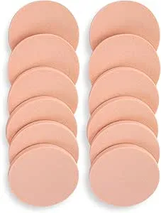 Molain Powder Puff Sponge 12 Pieces Round Shaped Make Up Beauty Face Blender For Liquid Foundation Washing Cleansing Cosmetic Applicators (12 PCS Skin Color)