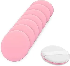 Molain Round Beauty Blenders Pads Makeup Sponge Puff 8 Pieces Set 2 Inch Soft Full Coverage Facial Smooth Powder Puffs Blending for Foundation Concealer Cream Face Make Up Applicators (Pink)