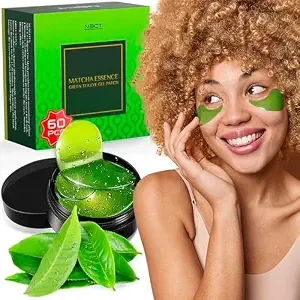 NBCT Matcha Green Tea Under Eye Patches for Dark Circles and Puffiness - 60 Pack with Collagen, Vitamin C and Hydrogel