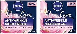 NIVEA Rose Care Anti-Wrinkle Night Cream (50ml), Anti-Wrinkle Face Cream with Nourishing and Skin Firming Properties Made with Rose Petal Oil, Calcium, and Creatine (Pack of 2)