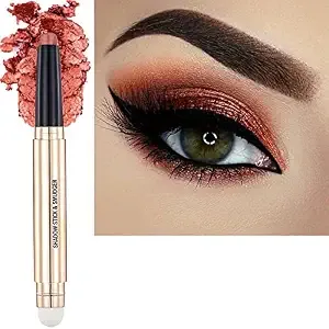 Orange Copper Eyeshadow Stick Makeup Cream Glitter Shimmer Bronze Eyeshadow Pencil Hypoallergenic Waterproof Long Lasting Eye Shadow Highlighter Eye Liner Pen Multi-Dimensional Eyes Look