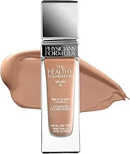Physicians Formula - The Healthy Foundation SPF 20 - Long-wearing Foundation with Lightweight, Medium Coverage - with Brightening Complex, Hyaluronic Acid, Vitamin A, C& E Antioxidant Blend - LN3