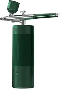 Portable Facial Oxygen Machine Airbrush Nano Mist Sprayer Facial Steamer Beauty SPA Skin Care Tool with Solution Bottles,Green
