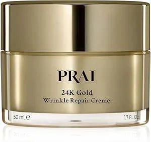 PRAI 24k Gold Caviar Wrinkle Repair Creme 50ml - Intensive Real 24K Gold - Advanced Anti-Ageing Anti-Wrinkle Skincare - Hydrates, Firms, Brightens Skin - With Hyaluronic Acid, Peptides & Sunflower Oil