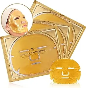 Revitale 24K Gold Face Mask (3 Pack) - Hydrating & Nourishing Sheet with Collagen and Natural Extracts for Radiant, Moisturised Skin