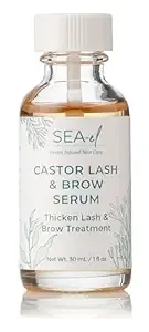 Sea El Castor Lash & Brow Serum Organic Castor Oil Rosemary Oil & Black Seed Oil Hair Conditioner - Eyelashes & Eyebrow Thickening & Growth Essentials for Women & Men - 1 fl oz Bottle