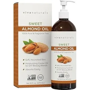 Sweet Almond Oil for Skin - Body Oil, Hair Moisturizer and Relaxing Massage and Oil, Carrier Oil for Essential Oils Mixing, Non-Greasy Pure Sweet Almond Oil for Hair and Skin, 16 fl oz