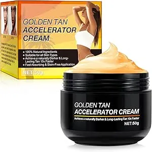 Tanning Accelerator Cream, Golden Tan Accelerator Lotion, Intensive Long Lasting Tan, Streak Free Fake Tan, Tanning Cream for Sunbeds & Outdoor Sun