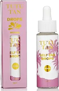 TUTU TAN Self Tanning Drops 50ml dropper bottle - face & body - mix with your moisturiser - with colour correcting actives - infused with Vitamin C Self Tan Vegan Cruelty Free (Medium)