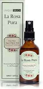 Unique Touch La Rosa Pura Pure Rose Water Face and Body Mist Gently Cleanses, Softens, and Revitalizes Skin for All Skin Types - Refreshing, Soothing & Hydrating Formula 50ml